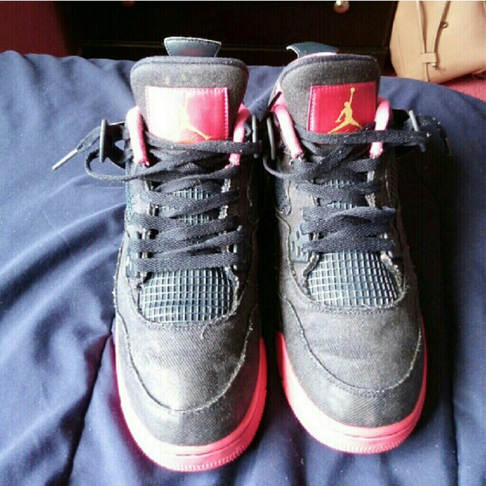 Navy Blue And Pink Jordan 4s